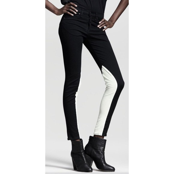 Rag & Bone Jean Womens Leather Mid-Rise Skinny Leg Jeans Pants Black Size 25 - Picture 16 of 16